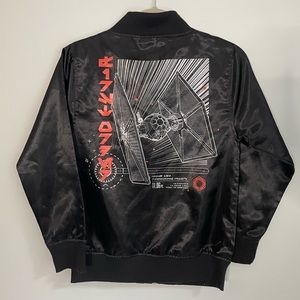 Star Wars kids Sateen Bomber Jacket Tie Fighter Graphic Black Size Med